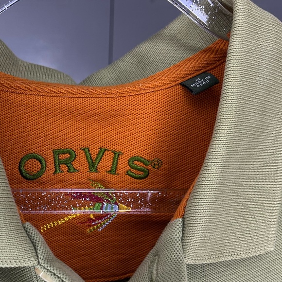 Orvis Men’s Signature Polo Shirt Short Sleeve green heavy pique knit size Medium - Picture 3 of 8